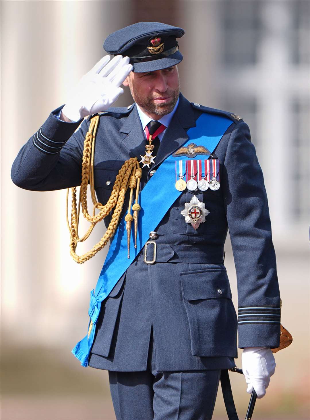 The Prince of Wales attends the Sovereign’s Parade, on behalf of King Charles III, at the Royal Air Force College in Cranwell (Joe Giddens/PA)