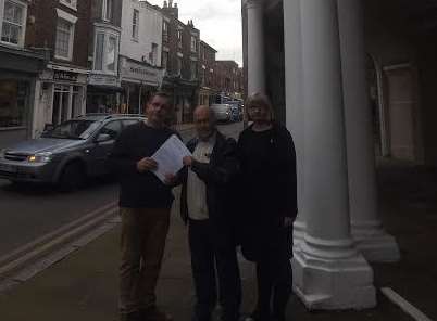 Dr Sean Gabb handed his petition to Deal's deputy mayor Wayne Elliott and town clerk Lorna Crow in October