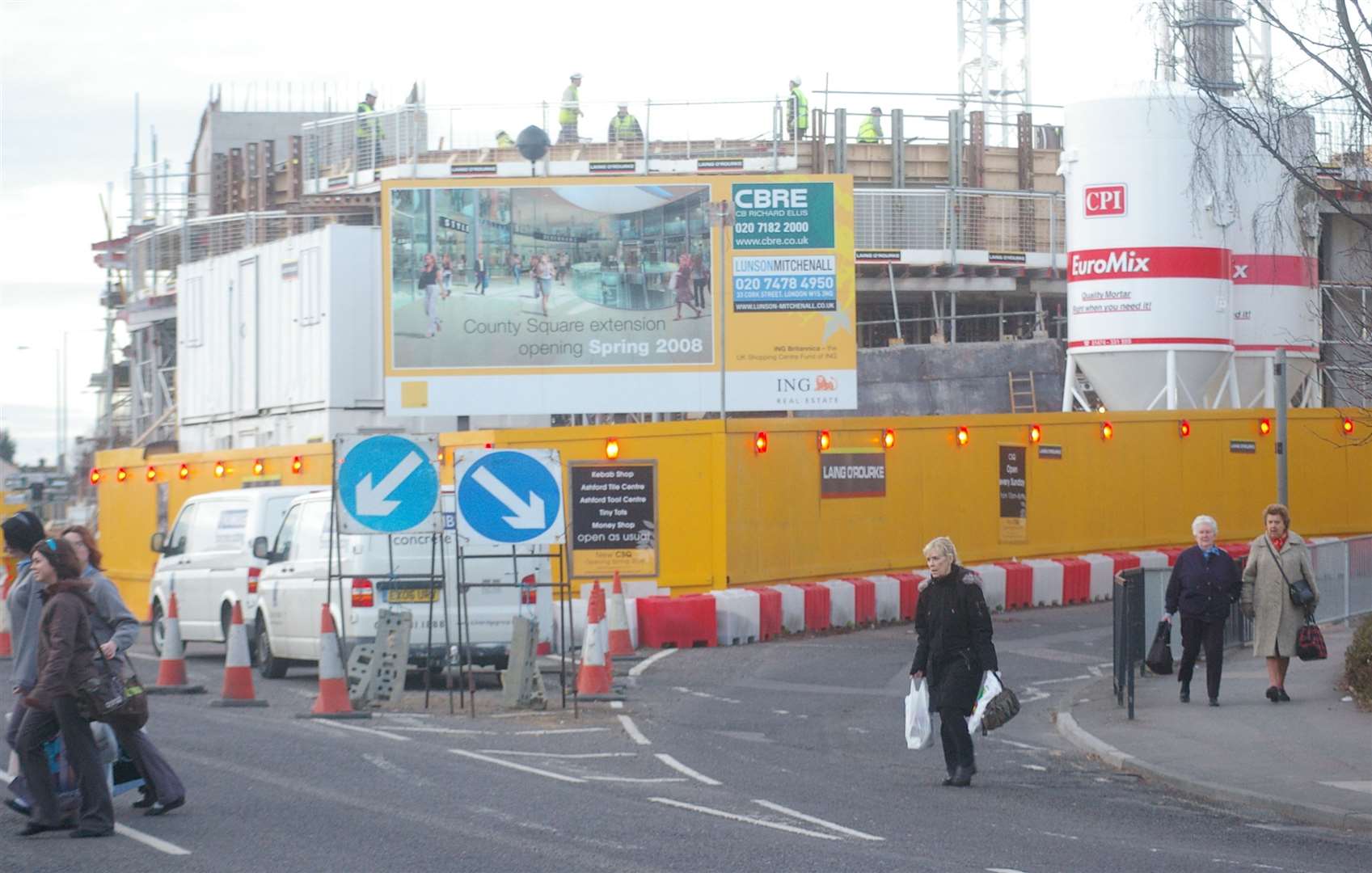 Work is well under way building the County Square extension and flagship Debenhams department store in January 2007. Picture: Steve Salter