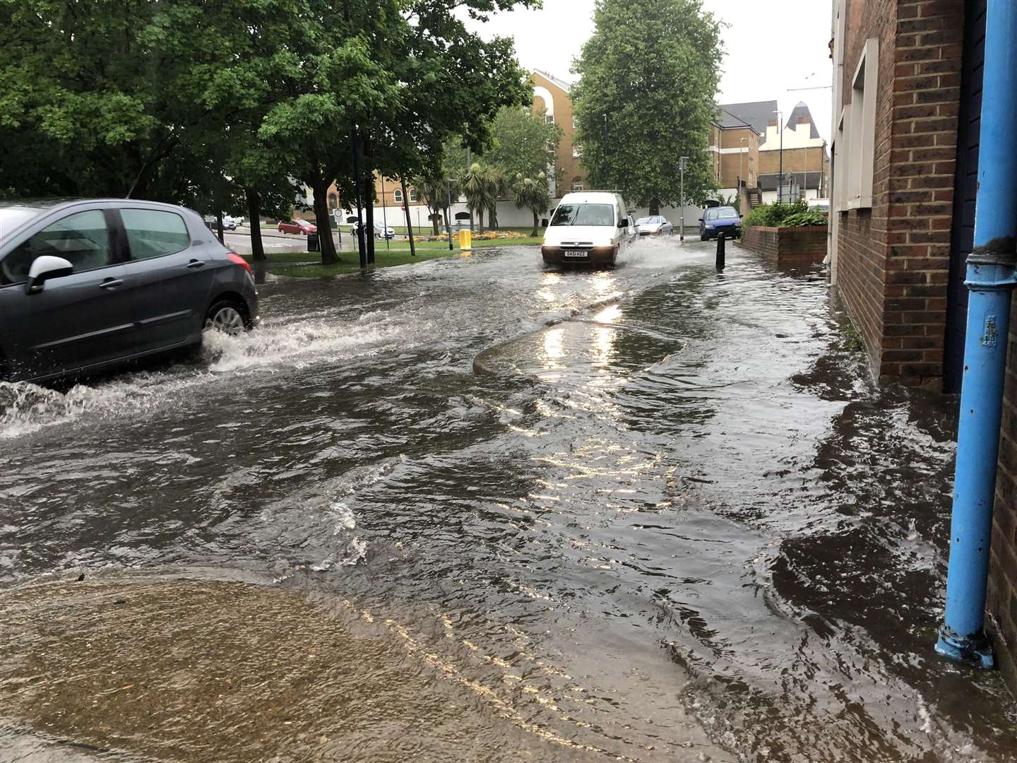 Flooding around Gravesend town centre on Tuesday