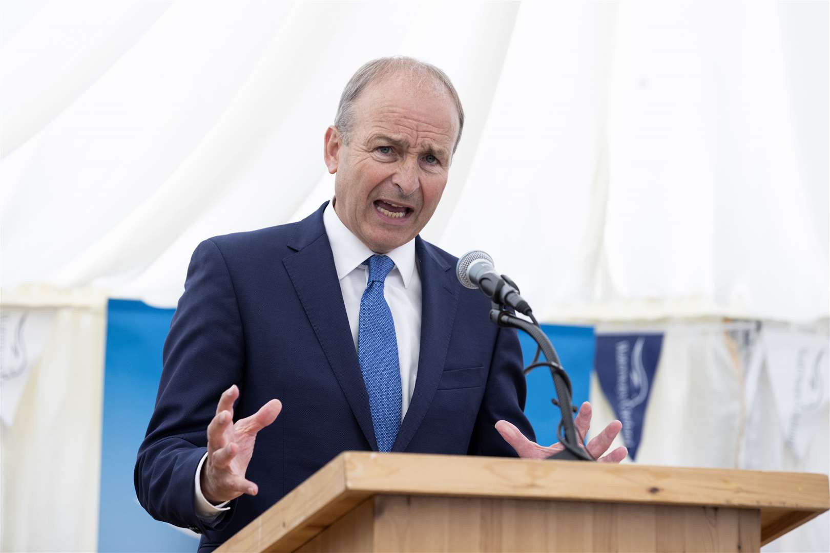 Taoiseach Micheal Martin on a visit to Co Monaghan (Liam McBurney/PA)