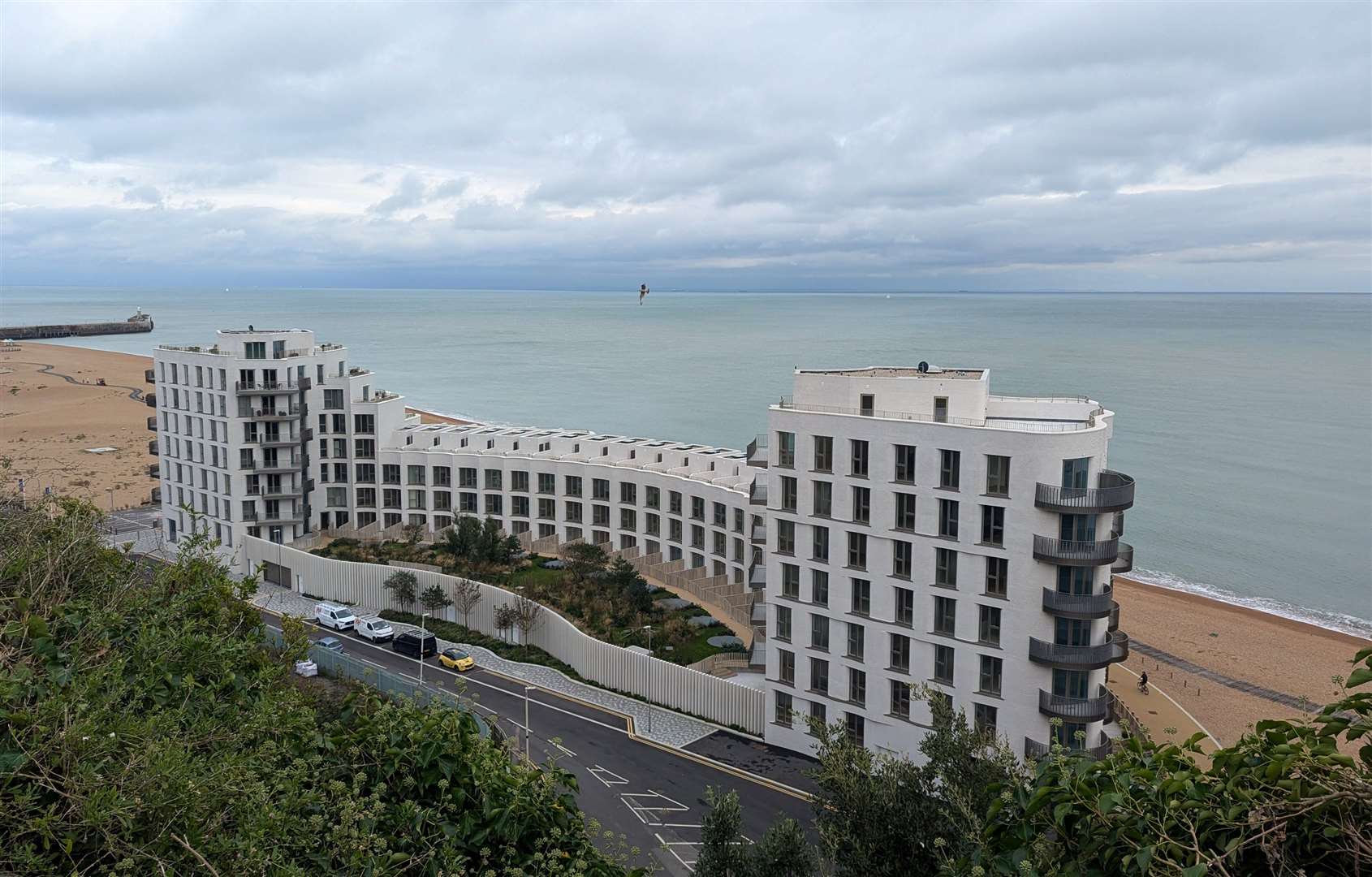 The Shoreline flats on Folkestone seafront as seen from The Leas