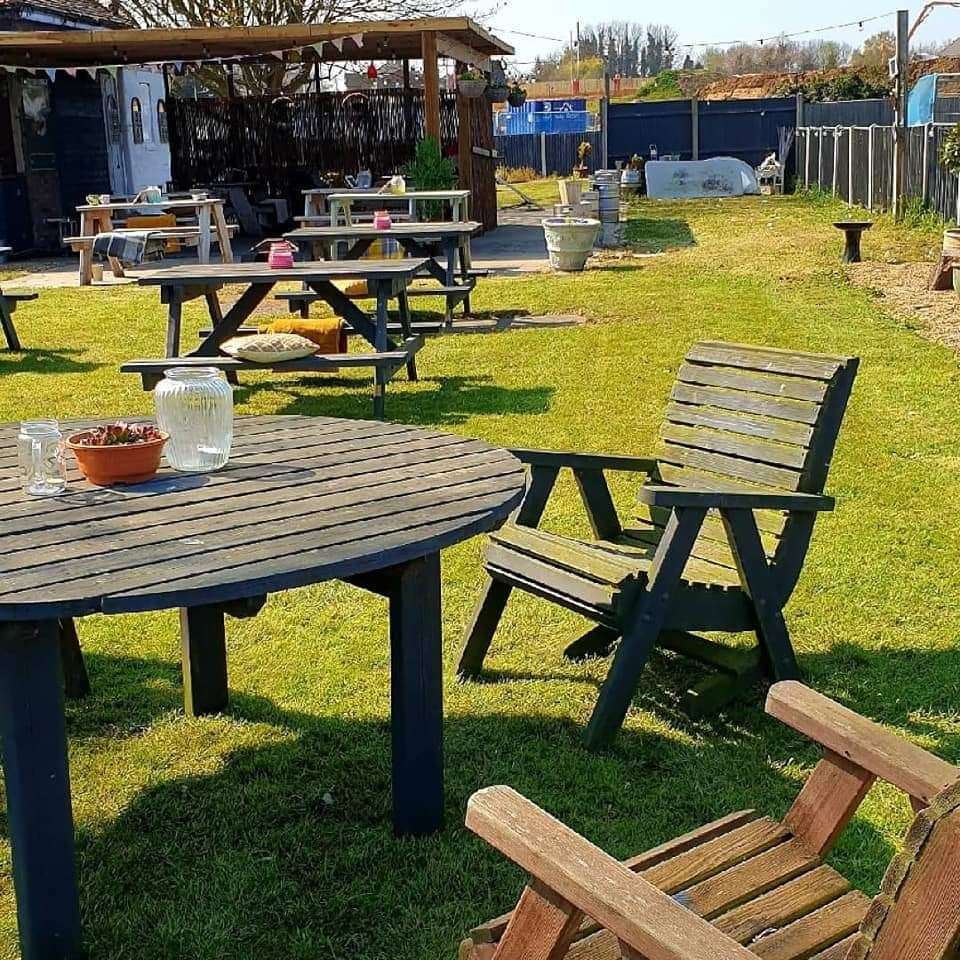 The garden of the Fox and Goose pub in Bapchild, Sittingbourne