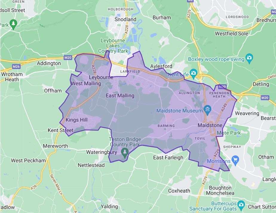 The area covered by the new Maidstone and Malling constituency