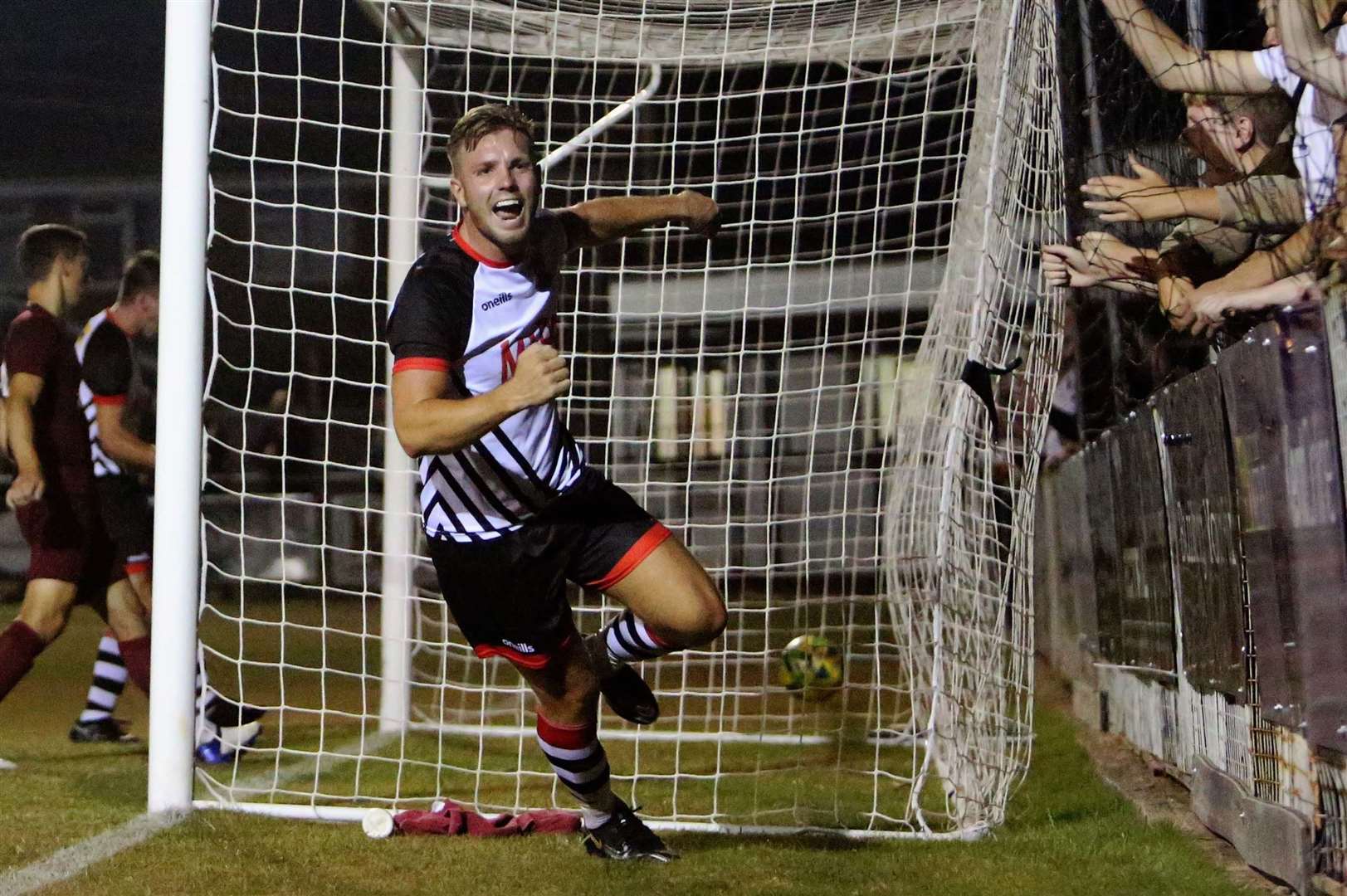 Aaron Millbank scored his first Deal goal at Three Bridges. Picture: Paul Willmott