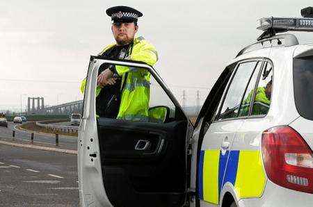 PC Carl Dean, photographed on the A249 Sheppey Way. PC Dean has been praised for his actions after assisting at the scene of a four-car collision on the Sheppey Crossing