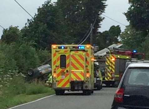 Emergency services at the scene of the crash