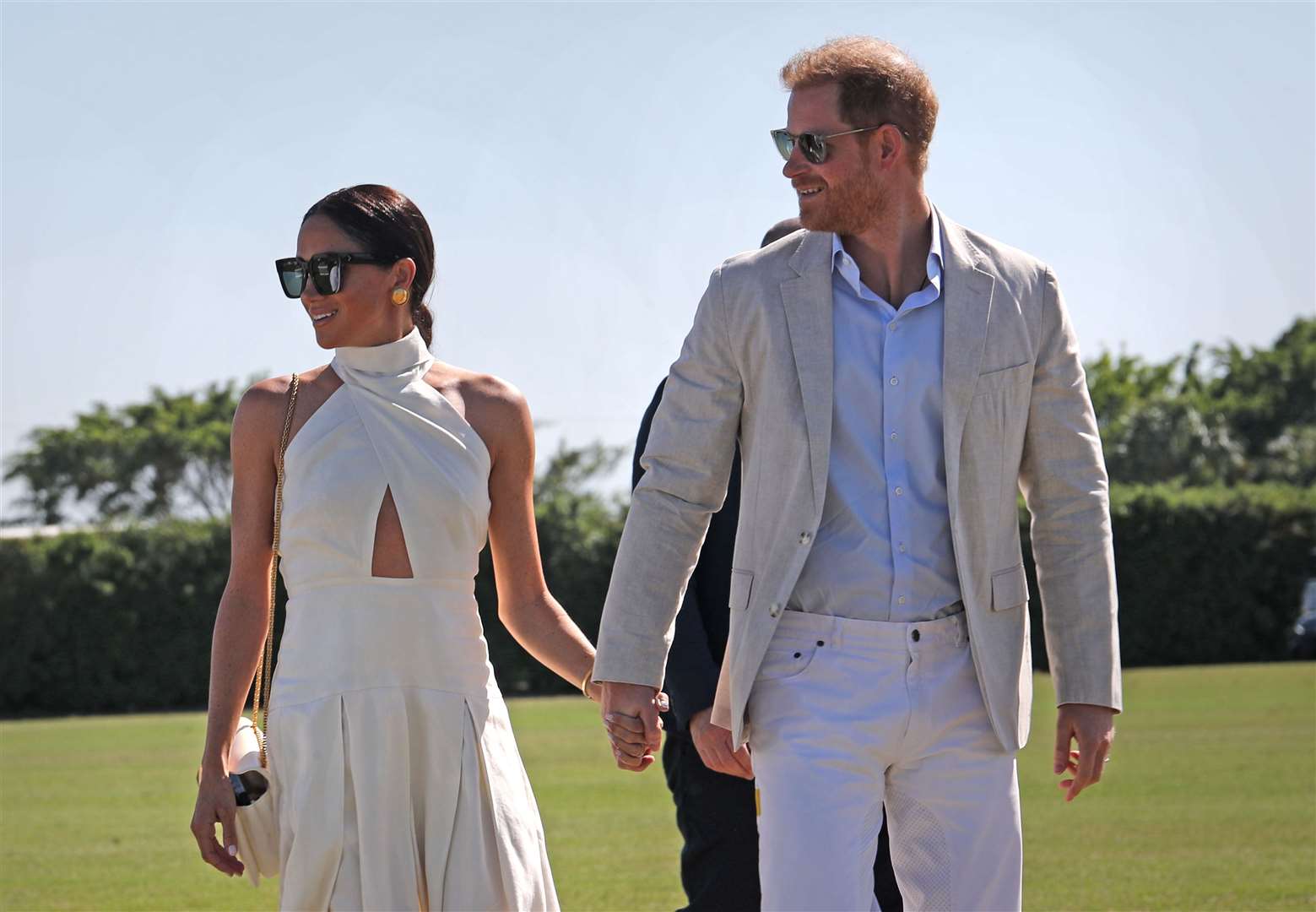 The Duke and Duchess of Sussex in April during the Royal Salute Polo Challenge in Florida in 2024 (Yaroslav Sabitov/PA)