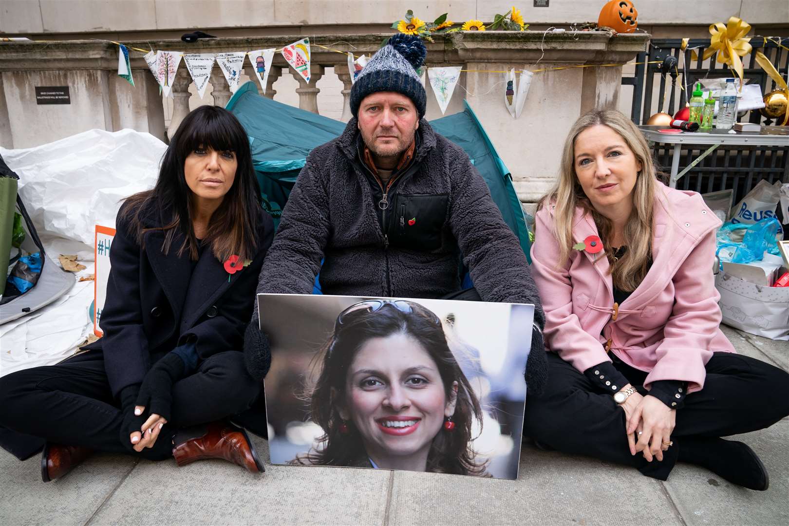 Claudia Winkleman and Victoria Coren Mitchell visit Richard Ratcliffe (Aaron Chown/PA)