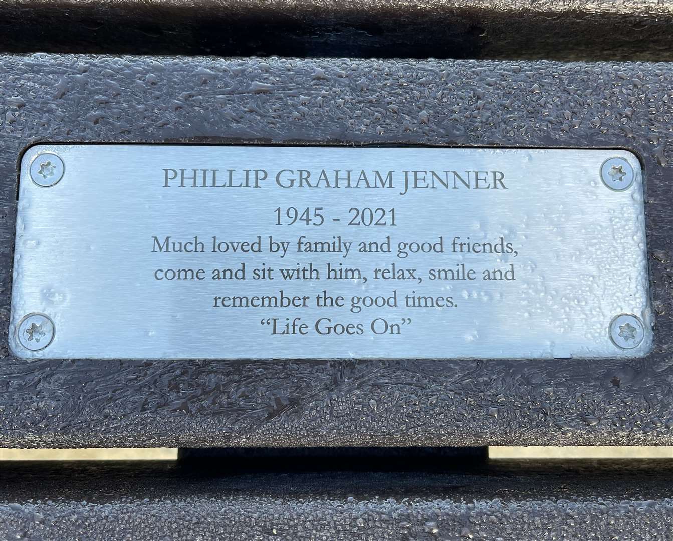 The plaque remembering Phillip Jenner