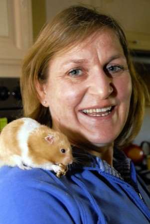 Lisa Taplin with the abandoned hamster