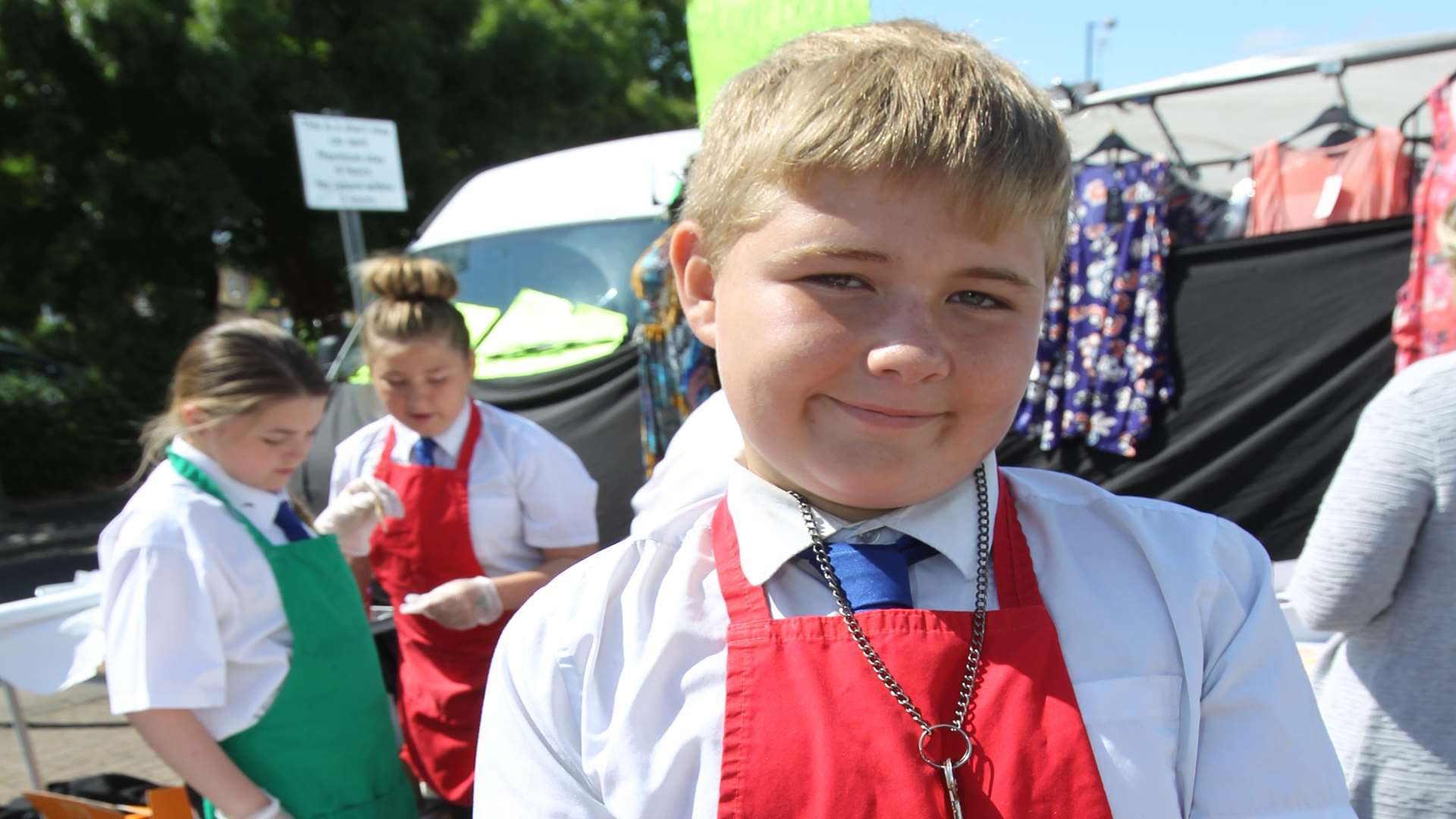 Dane Blackstock,12, with some of the food on offer.