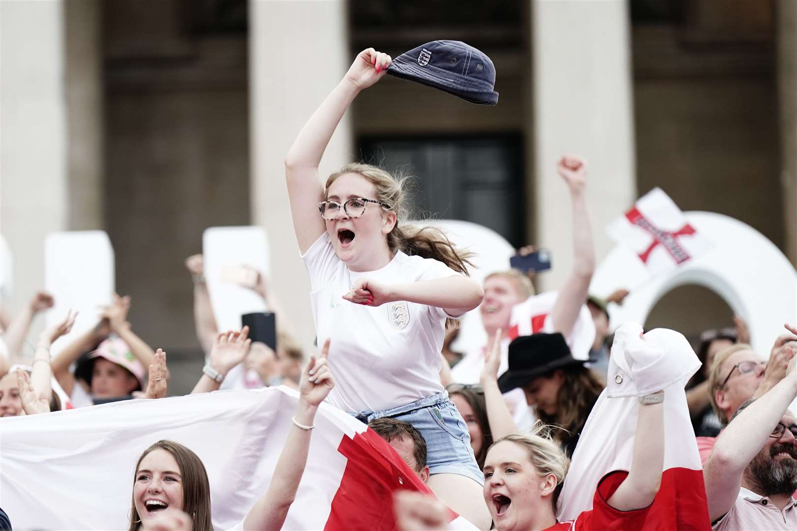 Fans in Trafalgar Square (Aaron Chown/PA)