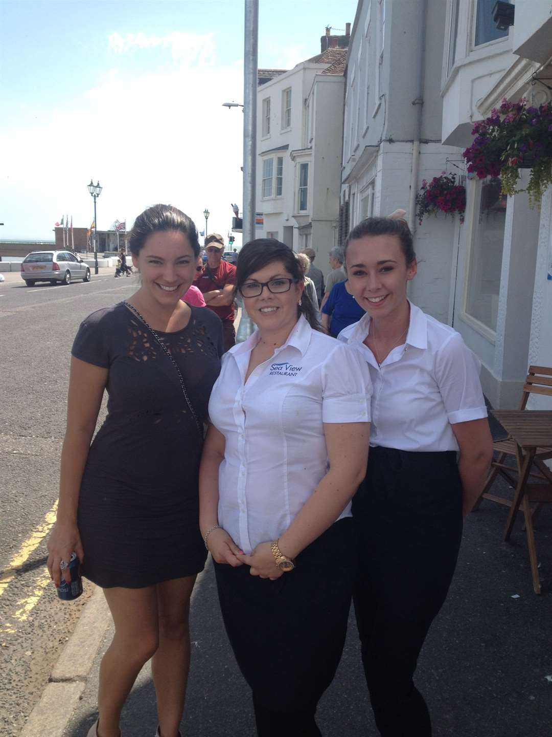 Kelly Brook with Sophie Woolls and Jade Sharples.