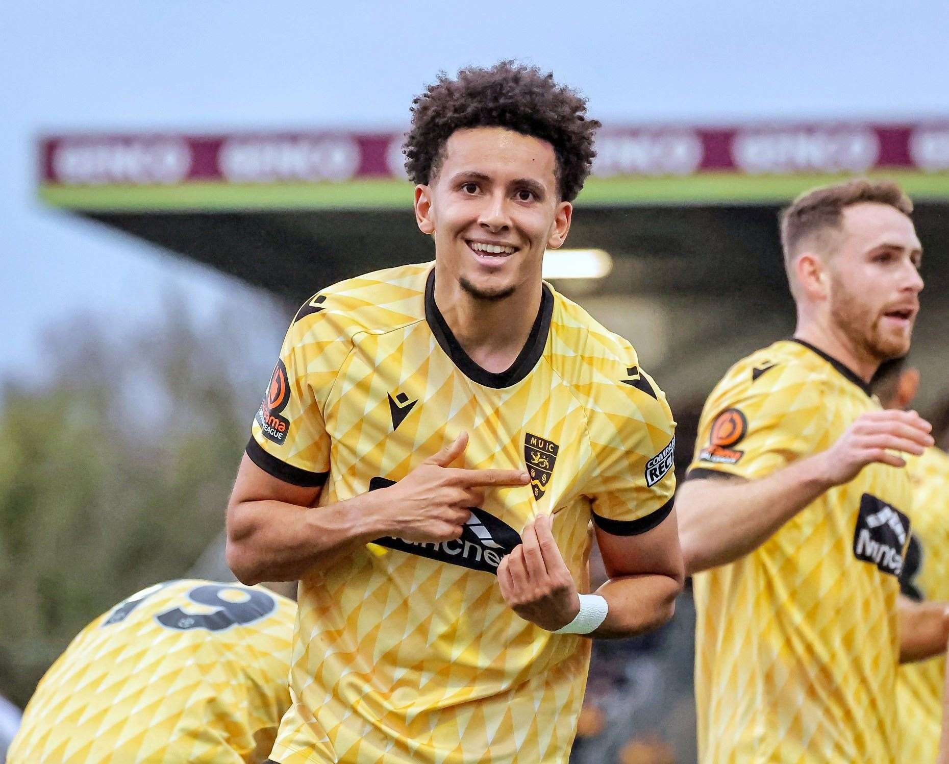 Sol Wanjau-Smith celebrates after putting Maidstone 2-0 up. Picture: Helen Cooper