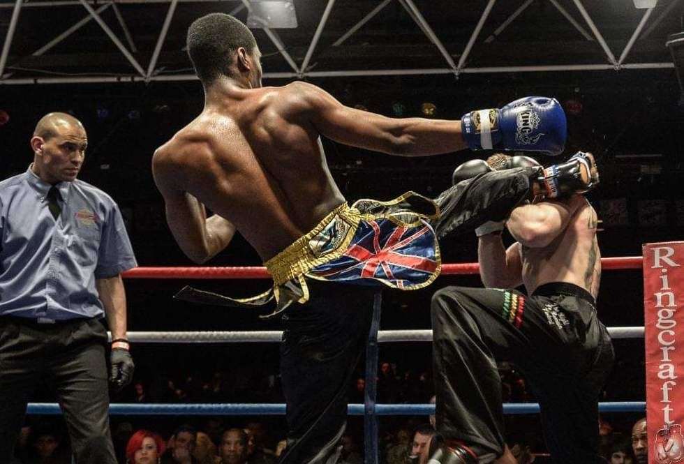 Ambrose Salami in the kickboxing ring