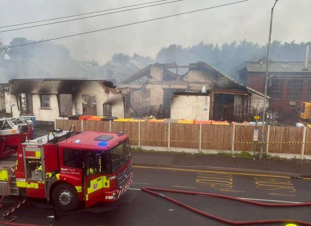 The aftermath of the fire at K Laundry Ltd in Northwood Road, Ramsgate. Picture: Sara Parnell