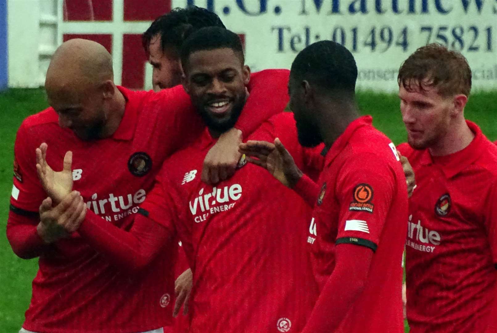 Fleet players celebrate Kieran Monlouis' goal at Aylesbury. Picture: Ed Miller/EUFC (51911764)