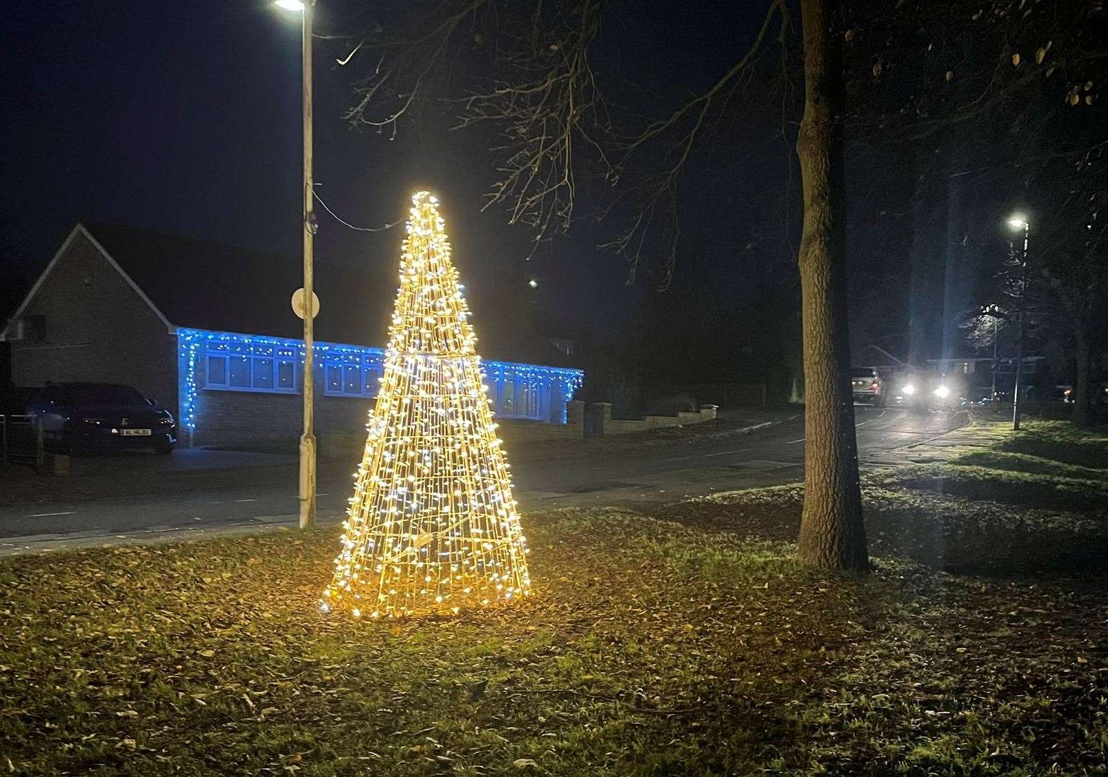 One of Bobbing Parish Council's LED Christmas trees, similar to this one in The Grove Park, has been taken. Picture: Joe Crossley