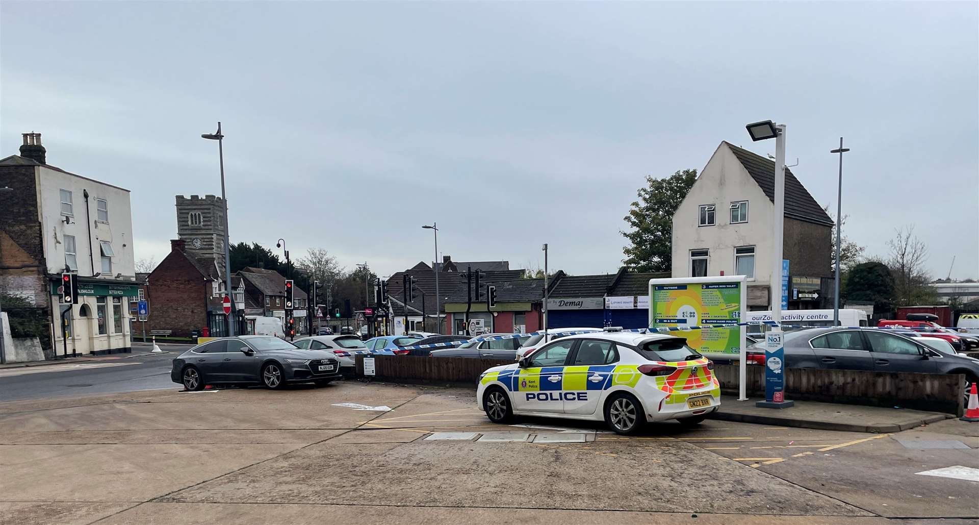 The police cordon in Strood after Shpendi Hakili attacked Sazan Bako