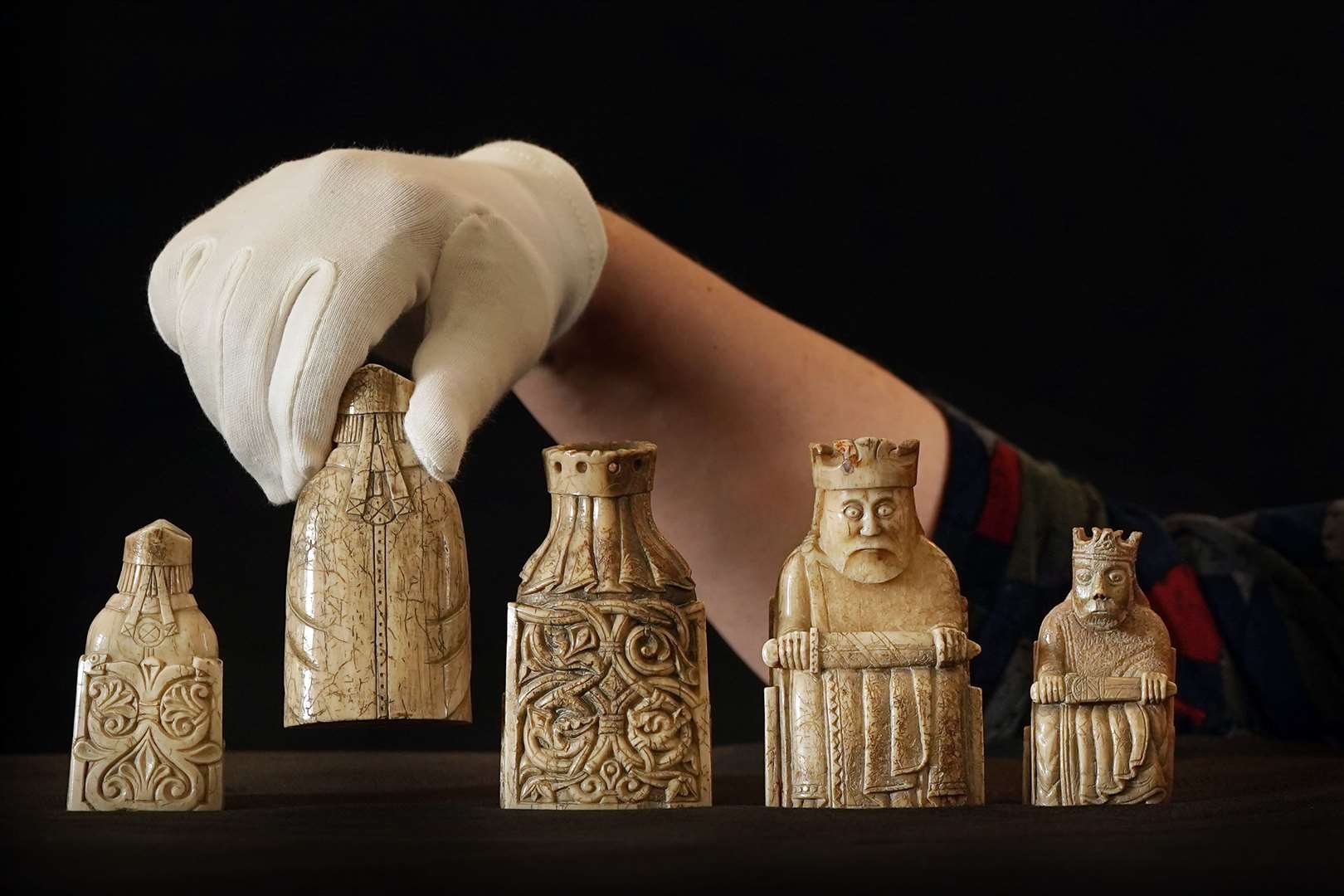 The chess pieces are intricately carved (Stewart Attwood/PA)