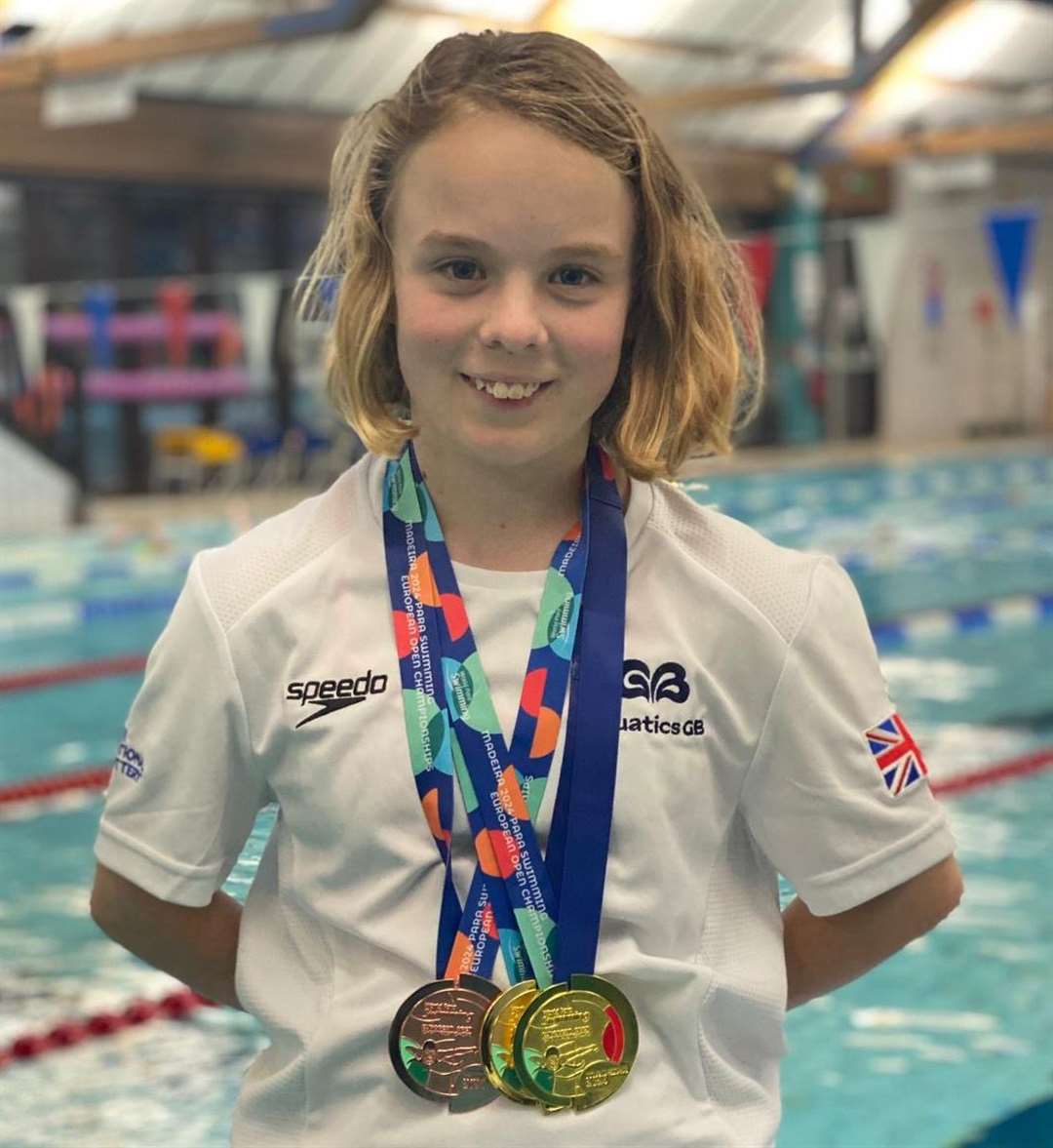 Teenage Tonbridge Swimming Club member Iona Winnifrith, pictured with her European medals, is set to compete at the 2024 Paralympic Games in Paris, France