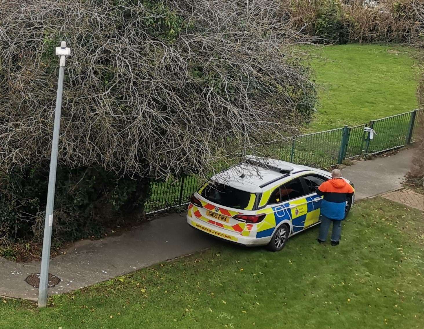 Police at the scene in Fallowfield, Sittingbourne, on Saturday