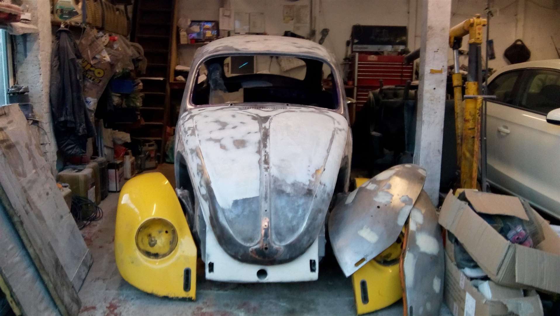 The VW Beetle was torched in September last year but has been completely rebuilt using the same chassis and same body