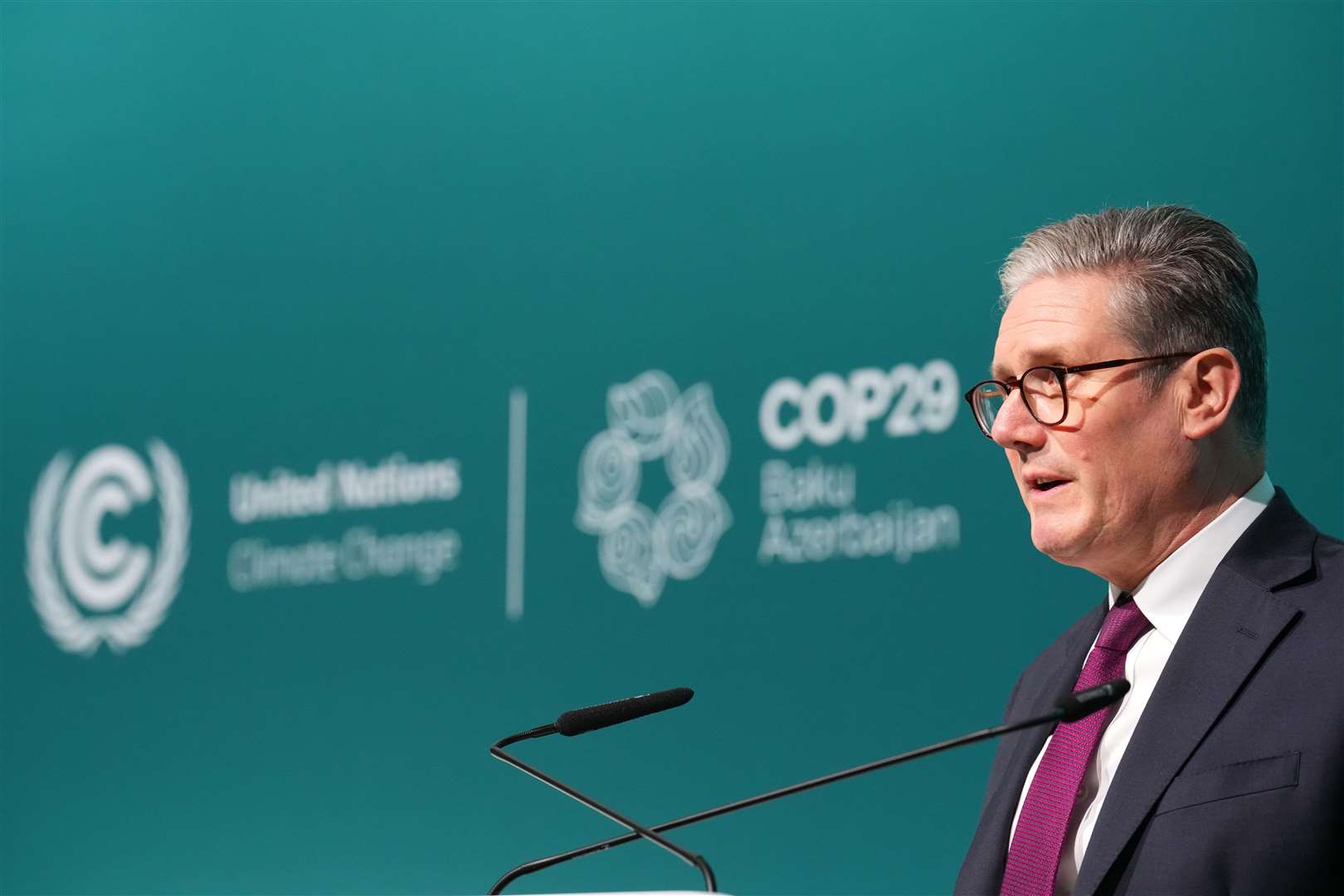 Prime Minister Sir Keir Starmer took part in day two of the Cop29 climate summit in Baku, Azerbaijan (PA)