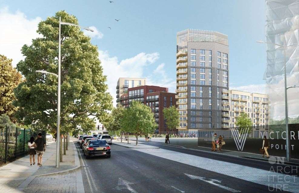 How the 16-storey building could look from Victoria Road. Picture: On Architecture