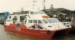 A ferry moored at Gravesend in the 1990s