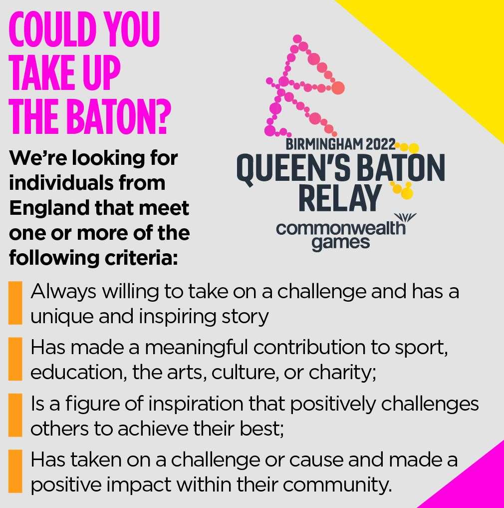 The Queen's Baton Relay 22 is open for nominations for batonbearers