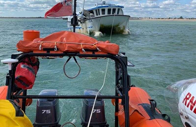 Commercial vessel on tow to Dungeness. Credit:RNLI/Heather Crittenden
