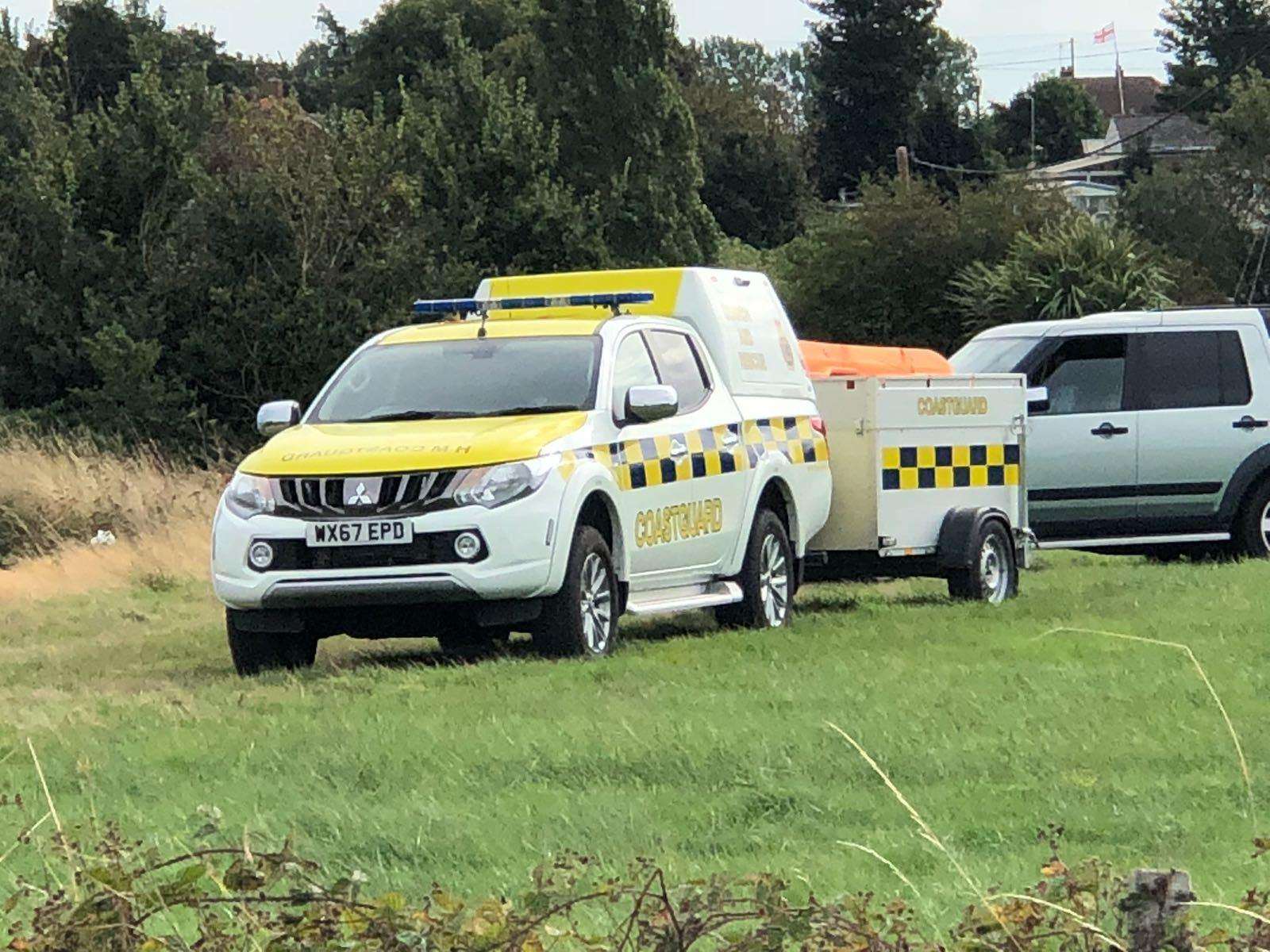 Coastguard vehicles at the cliffs in Minster. Picture: Mark Holmwood