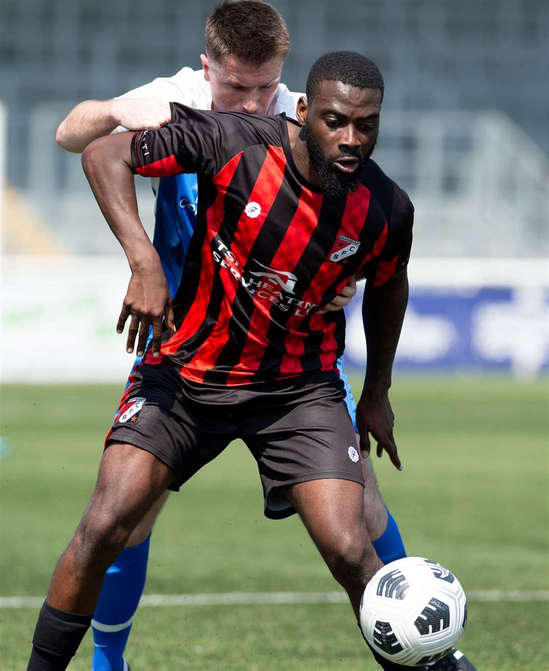 Barnehurst (red/black) were 4-2 winners over Faversham Strike Force in the DFDS Kent Junior Cup Final. Picture: PSP Images/Ian Scammell