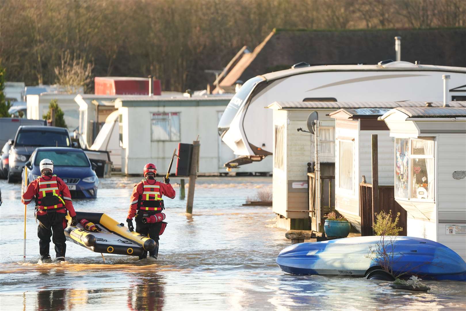 Flooding hit a caravan park near Barrow upon Soar, Leicestershire (Joe Giddens/PA)