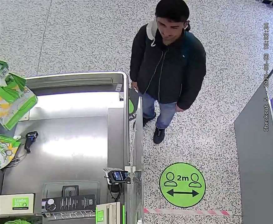 CCTV allegedly showing Danyal Hussein in Asda in Colindale purchasing a knife block on June 3 last year (Met Police/PA)