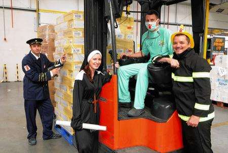 From left - Scott Anderson, Sam Bartholemew, Chris Austen and Lee Buckley at Morrisons distribution warehouse in Kemsley