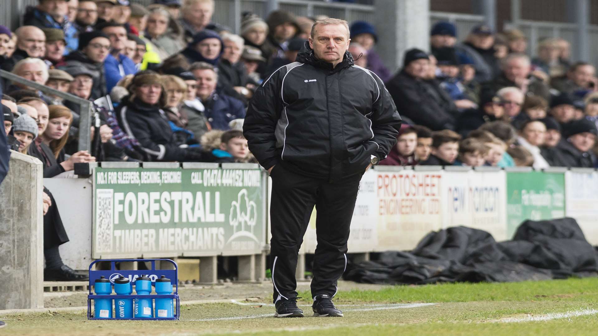 Tony Burman in the technical area during Dartford's 2-0 win over St Albans Picture: Andy Payton