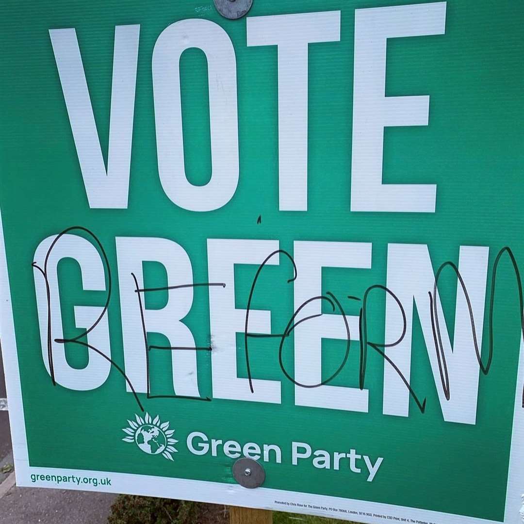 Several Green posters were defaced in Tonbridge