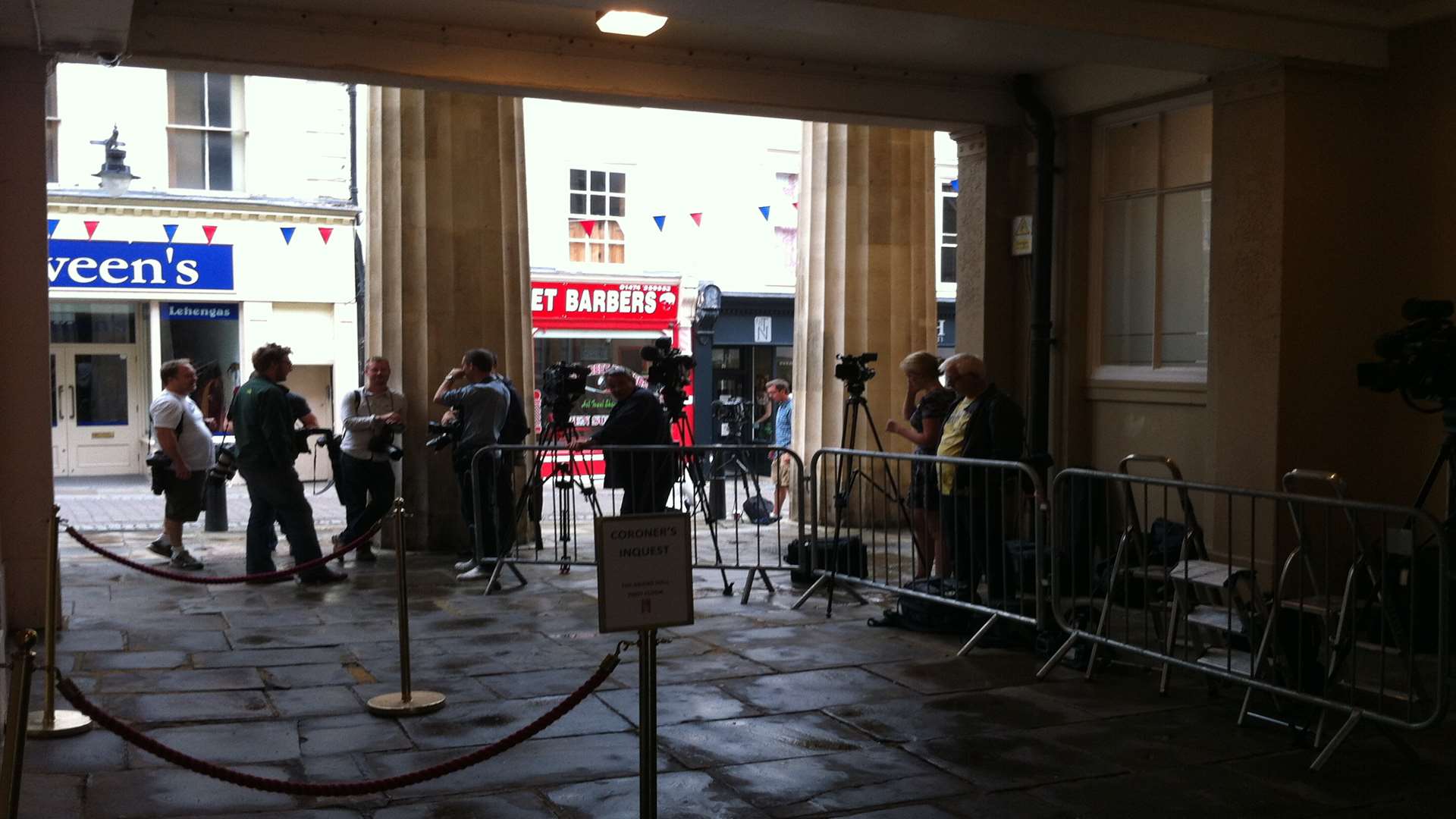 Members of the Press gather outside Gravesend Old Town Hall