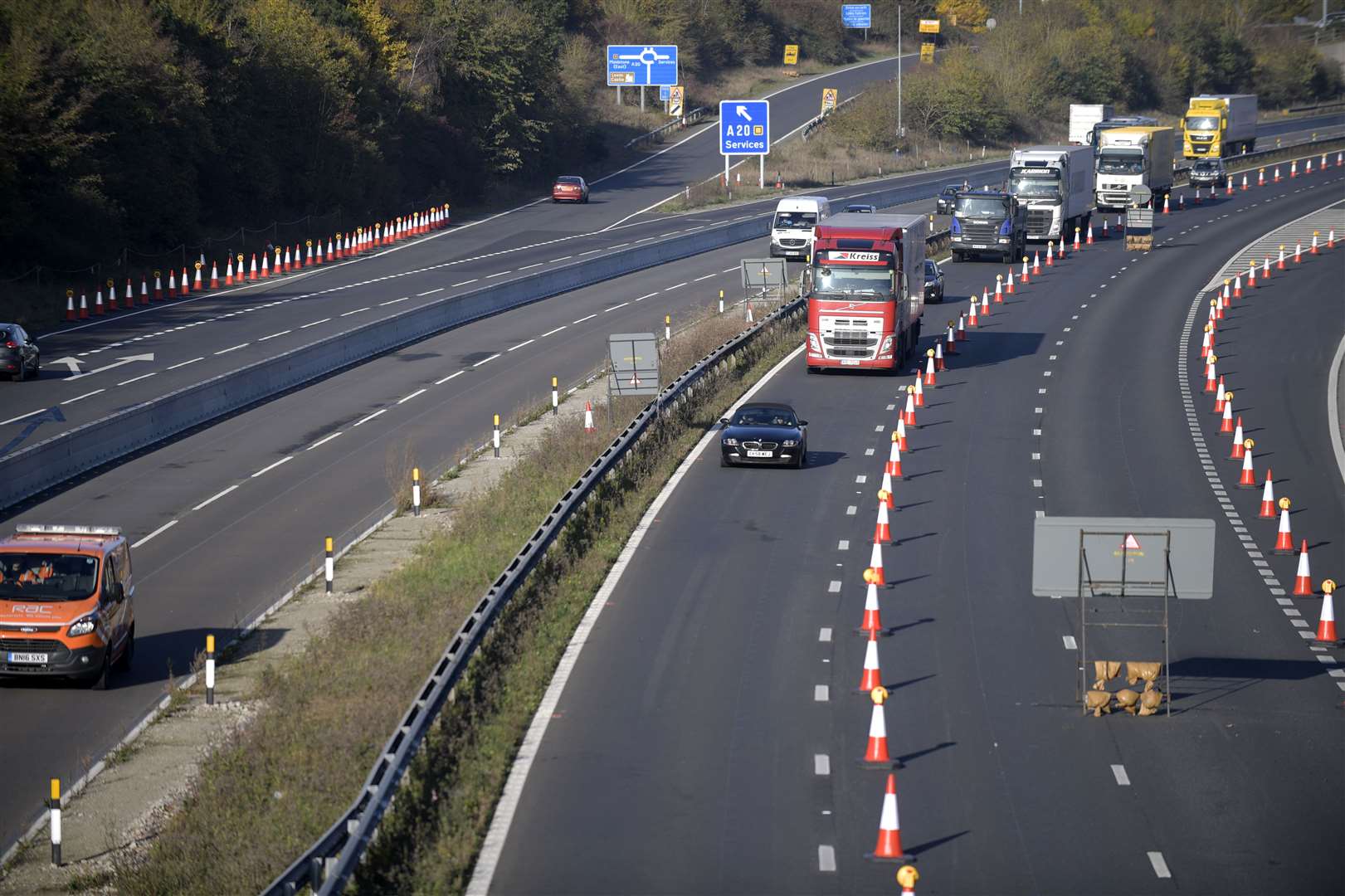 Not everyone seemed to have got the memo about the lorry-specific lane this morning Picture: Barry Goodwin