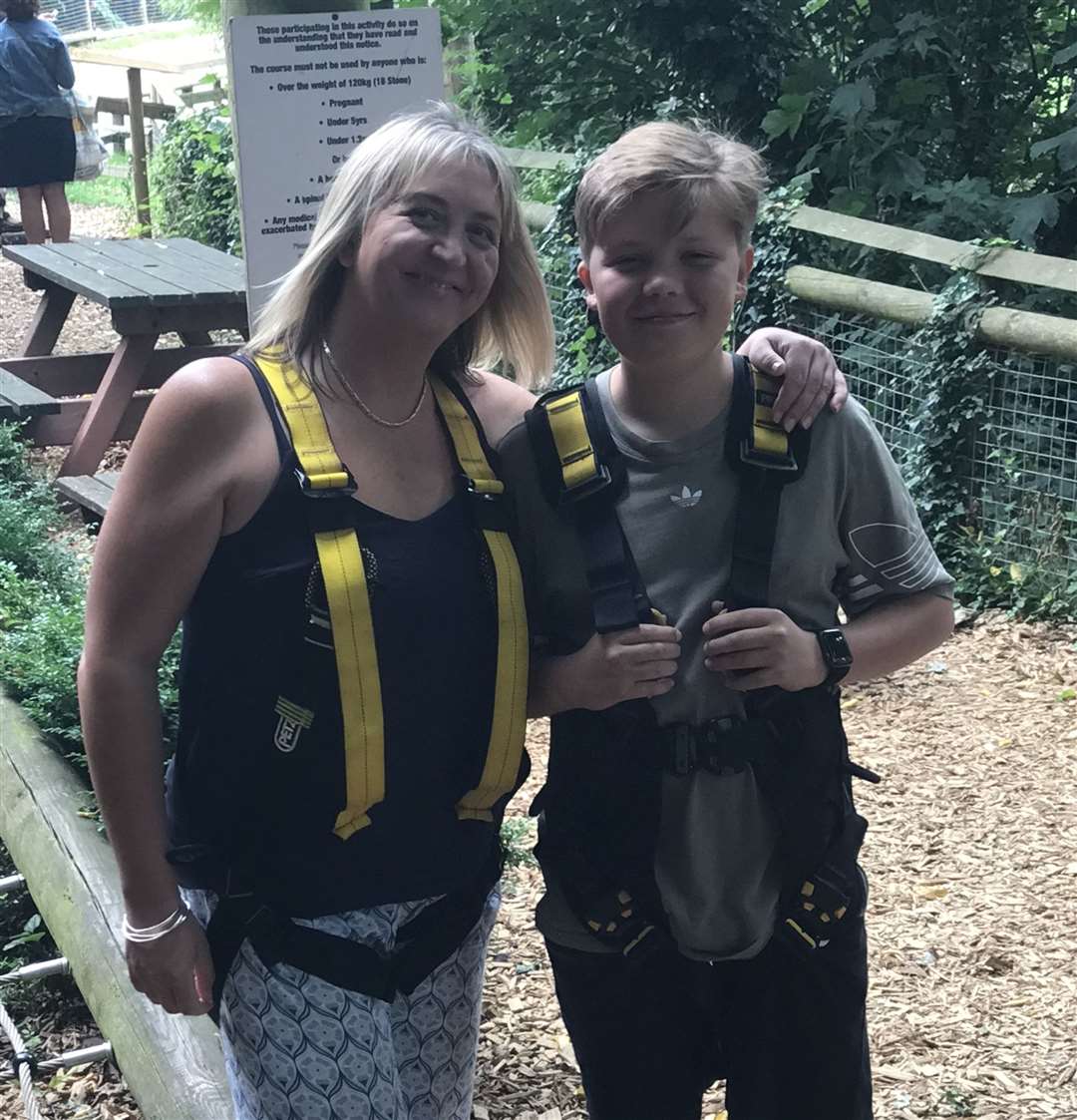 Natasha and son Zak try the tree top challenge