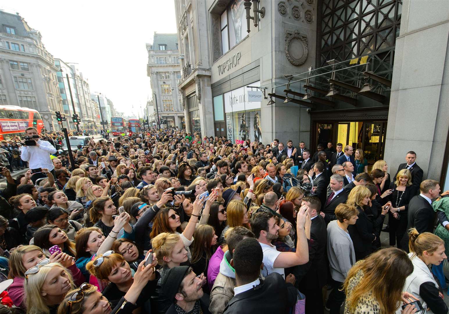 Fans took photos as Kate Moss launched her collection for Topshop at its Oxford Street store (Dominic Lipinski/PA Archive)