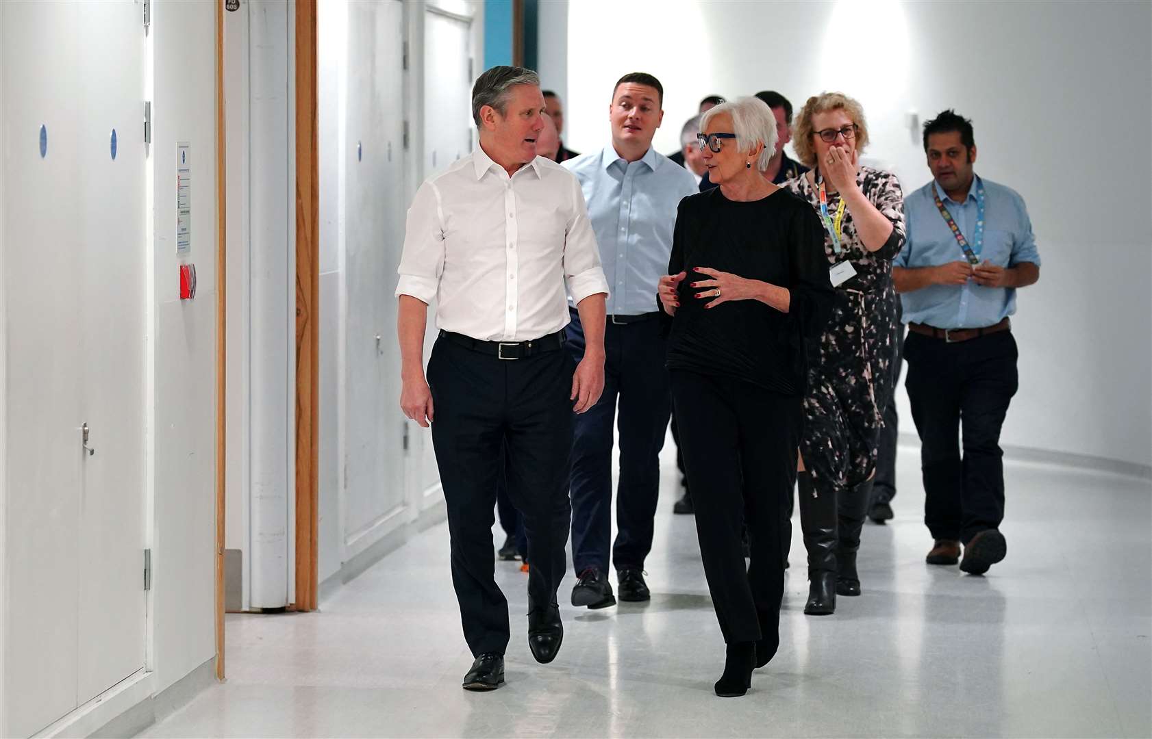 Labour Party leader Sir Keir Starmer with shadow health secretary Wes Streeting during a visit to Alder Hey Children’s Hospital, Liverpool (Peter Byrne/PA)