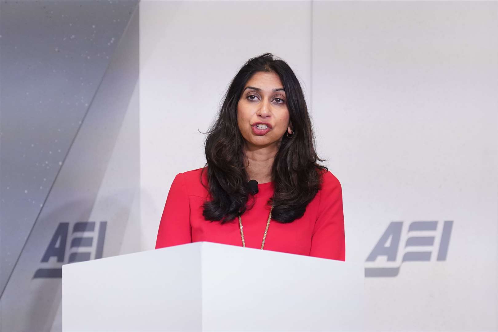 Home Secretary Suella Braverman gave a speech in the US on global migration challenges (Stefan Rousseau/PA)