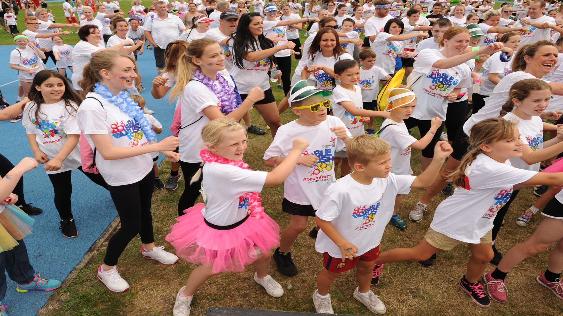 A group stretch before the run... and the foam!