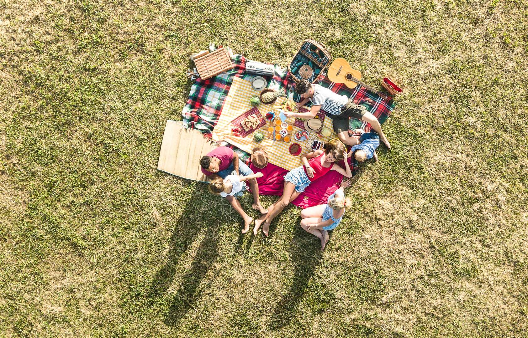 People have been having picnics in Mote Park, Maidstone, ignoring the lockdown rules. Stock photo