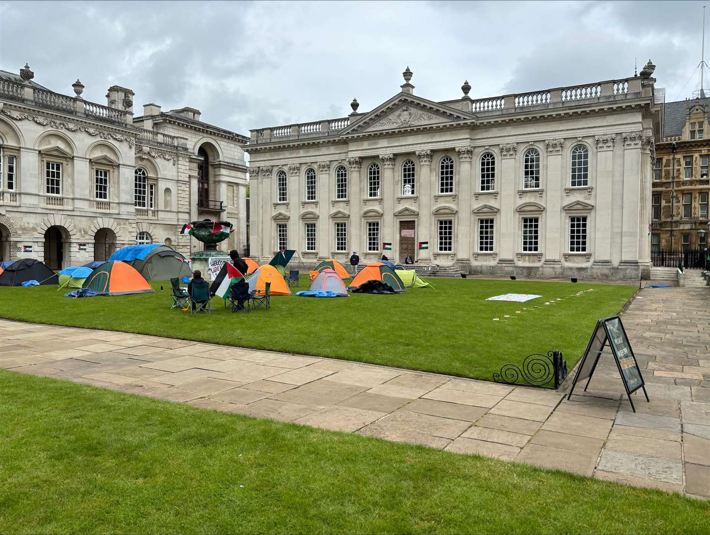A protest encampment was set up outside Senate House at Cambridge University (Sam Russell/PA)