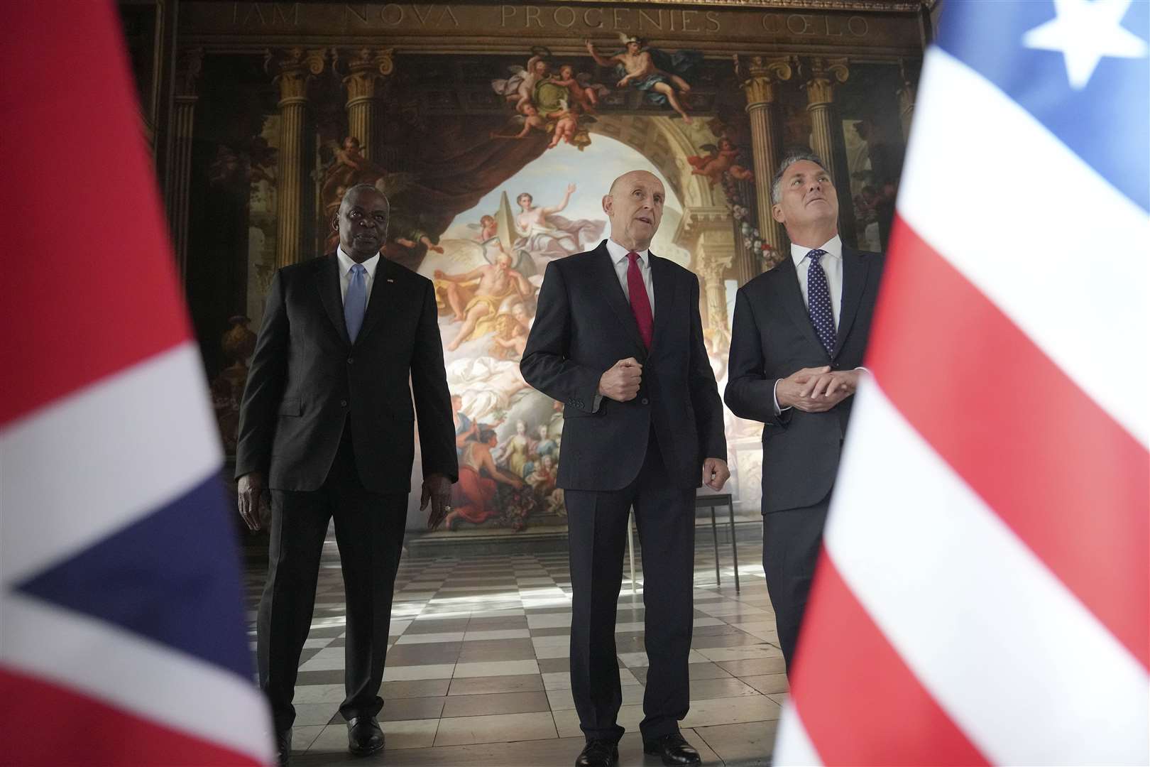 US defence secretary Lloyd Austin, UK Defence Secretary John Healey, and Australian deputy prime minister Richard Marles held Aukus meetings in Greenwich, London (Kin Cheung/PA)